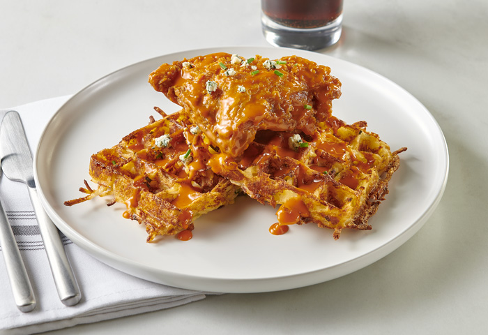 Buffalo Chicken Hash Brown Waffle