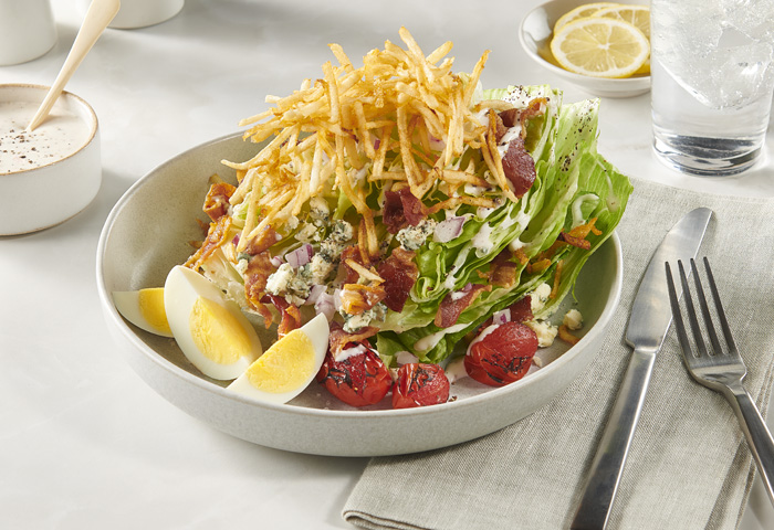 Steakhouse Wedge Salad with Fried Hash Brown Topping