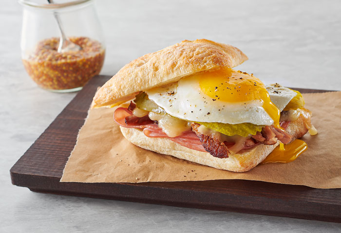 Breakfast Cuban Slider with Soft Yolk Fried Egg