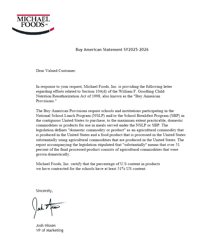 Gordon Choice Buy American Letter SY2025-2026