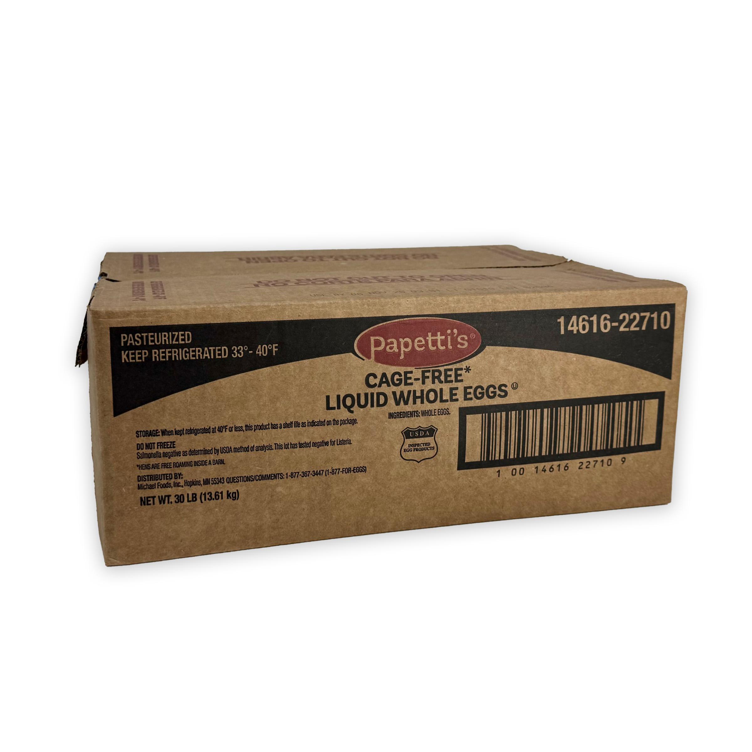 Papetti’s® Cage-Free Refrigerated Liquid Whole Egg, 1/30 Lb Bag