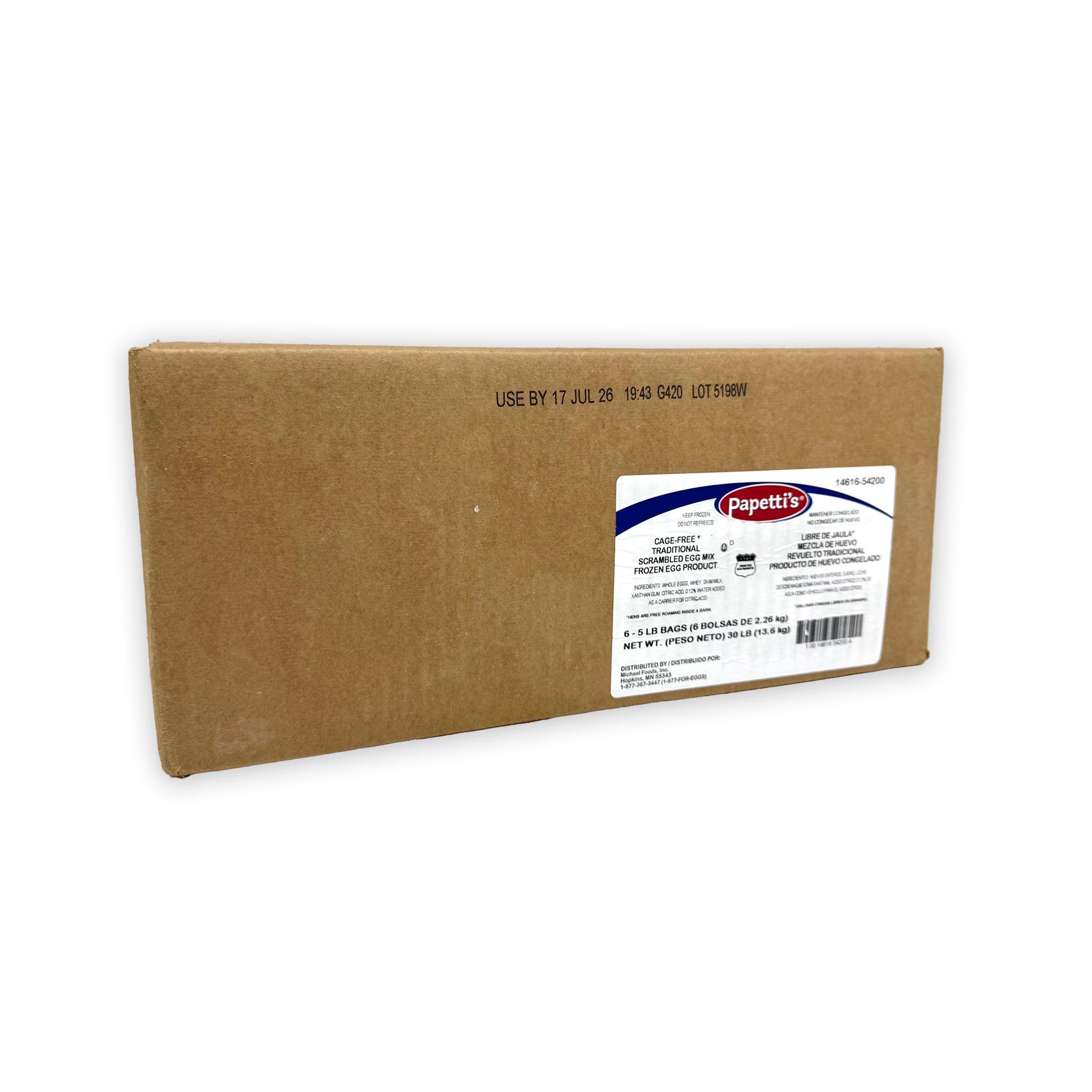 Papetti’s® Cage-Free Frozen Liquid Traditional Scramble Egg Mix, 6/5 Lb Cook-In-Bag