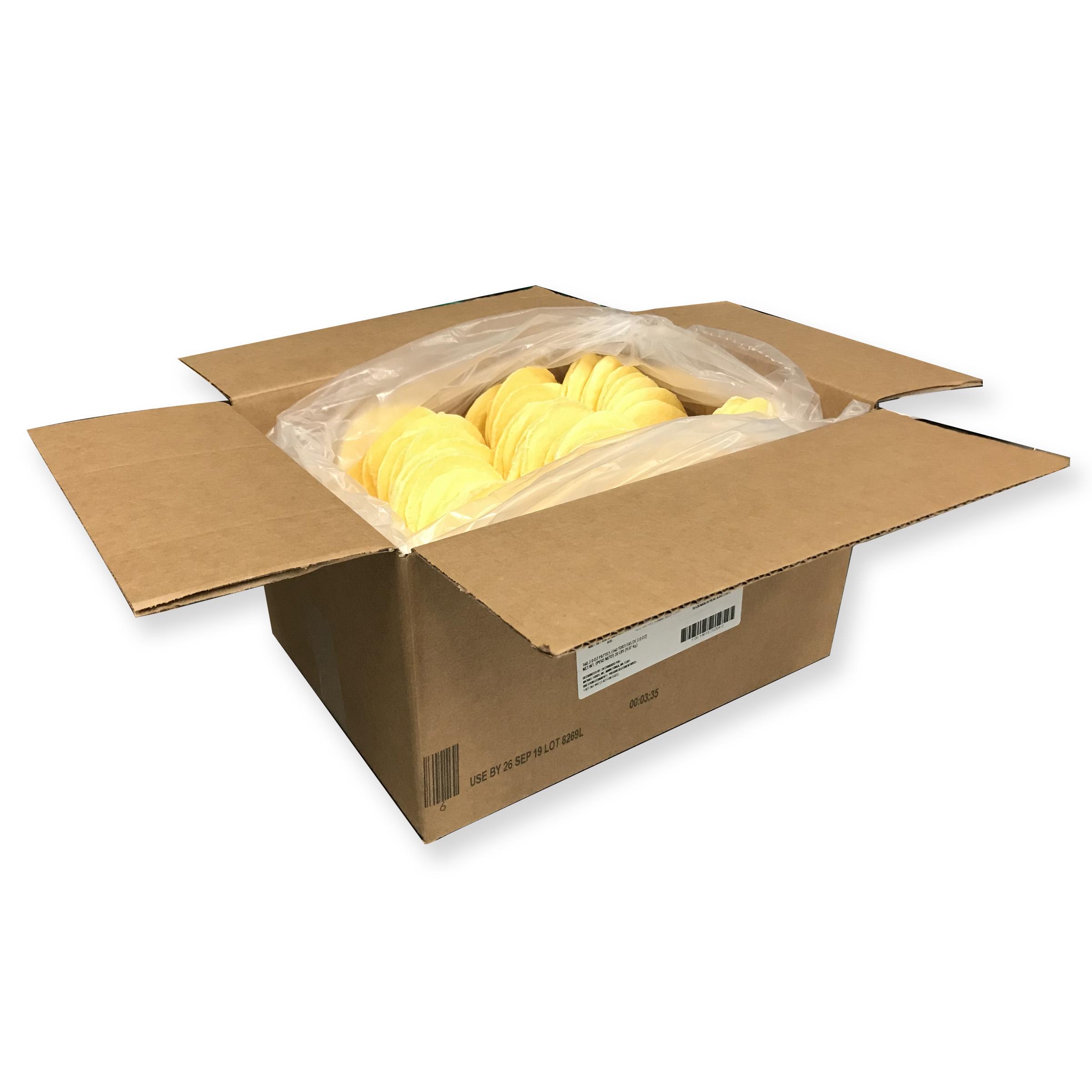 Papetti’s® Cage-Free Fully-Cooked 4.5” Round Scrambled Egg Patties with Medium Browning, 160/2 oz