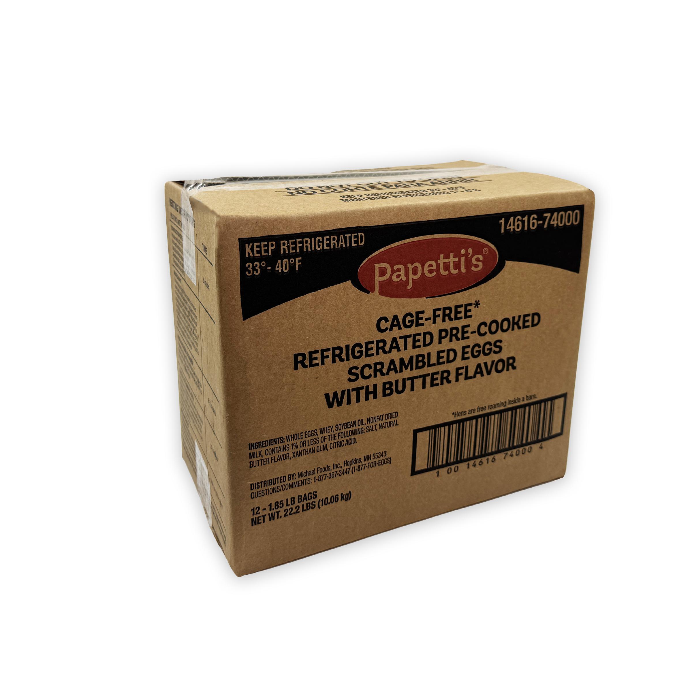 Papetti’s® Cage-Free Refrigerated Scrambled Eggs w/Natural Butter Flavor, 12/1.85 Lb Bags