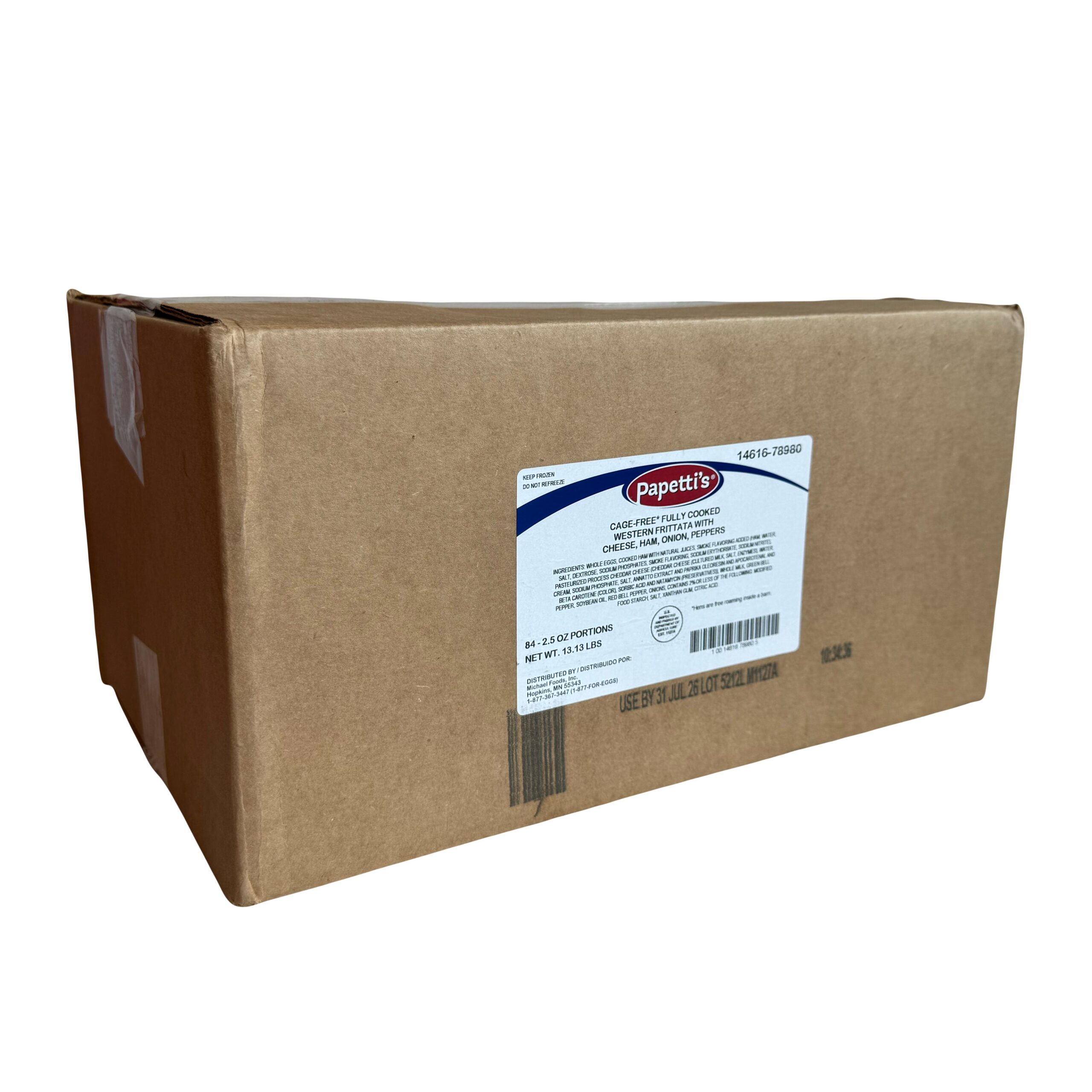 Papetti’s® 5″ Folded Cage-Free Western Frittata, with Ham, Cheese, Peppers, and Onions, 84/2.5 oz