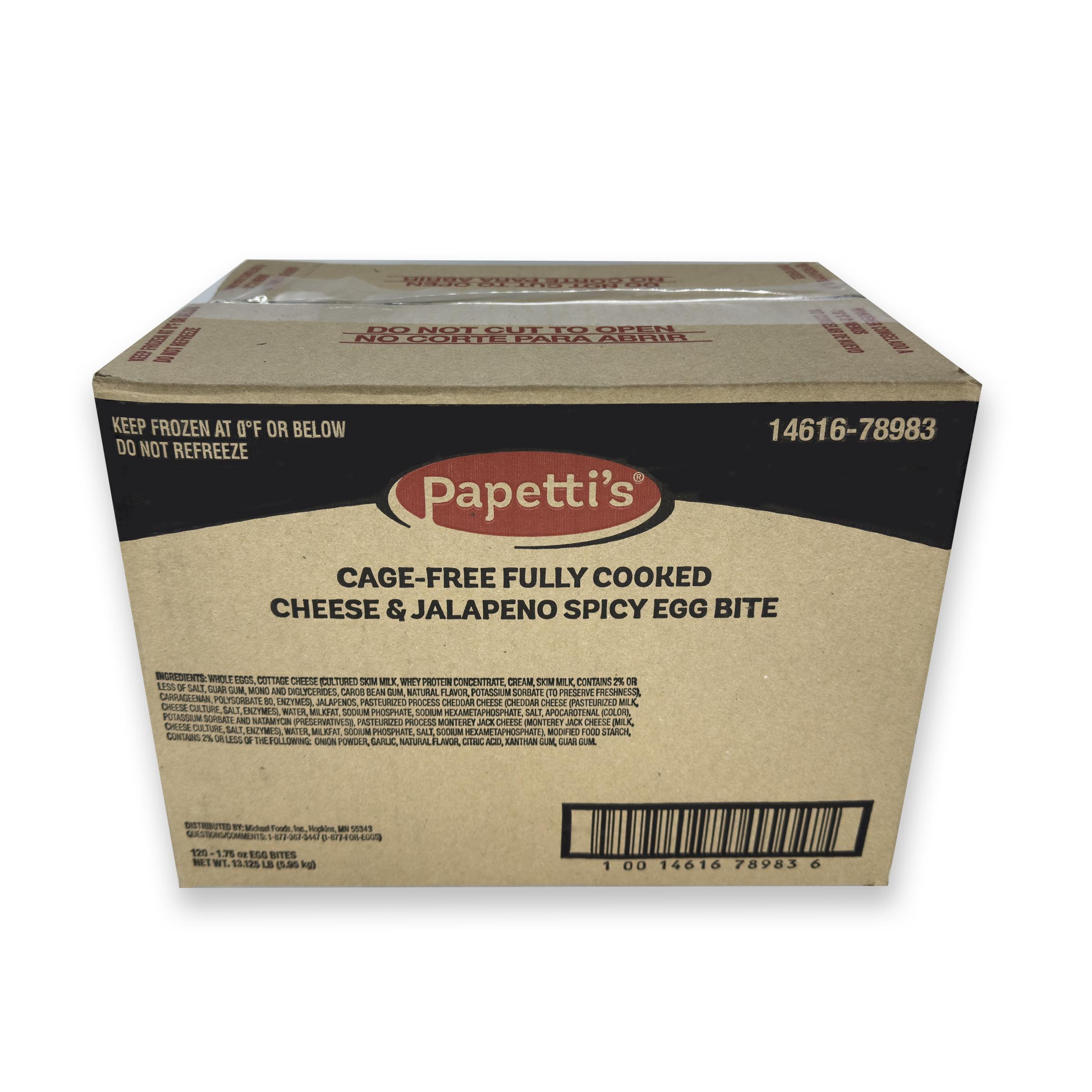 Papetti’s® Cage-Free Fully Cooked Spicy Egg Bite with Cheese and Jalapeno, 120/1.75oz