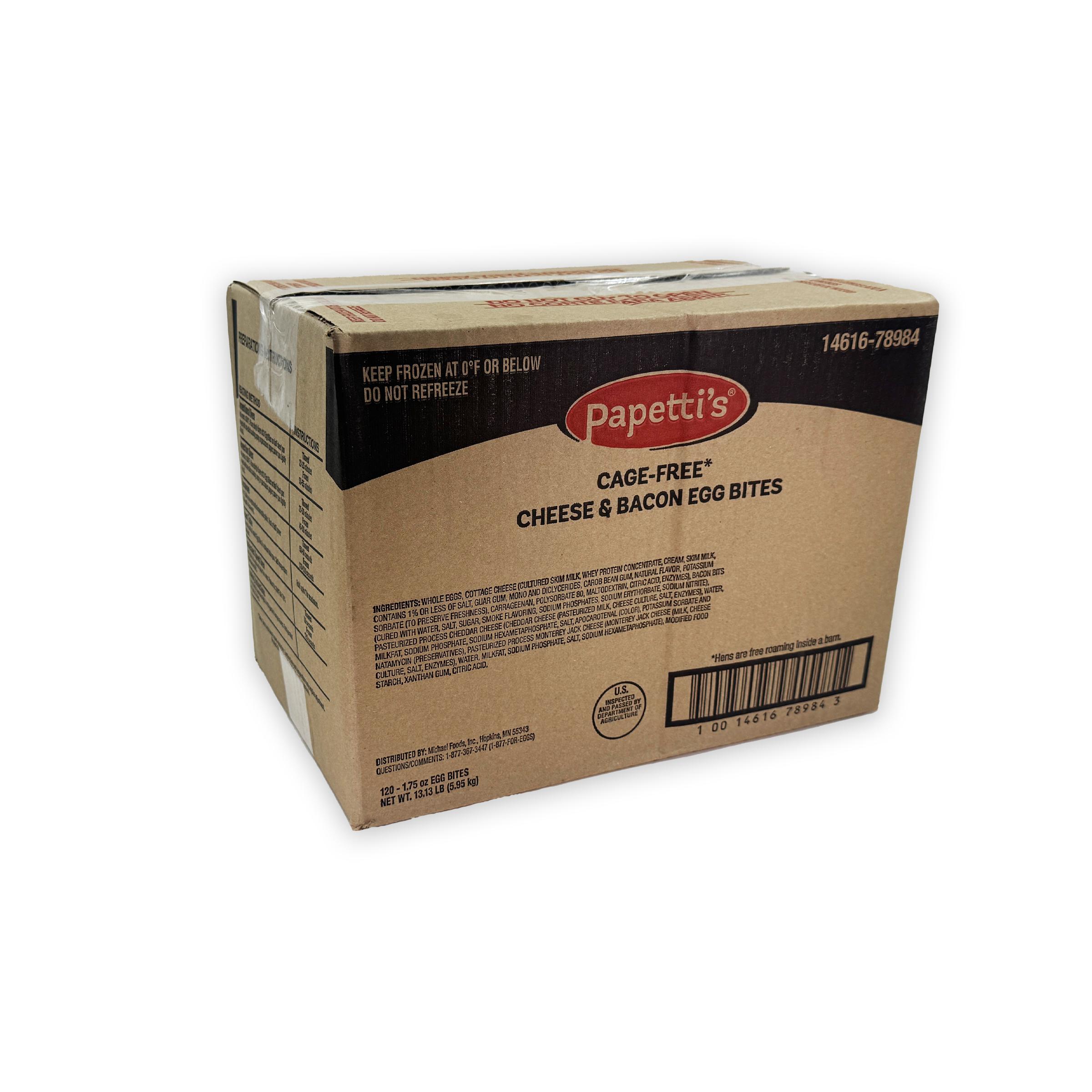 Papetti’s® Cage-Free Fully Cooked Cheese and Bacon Egg Bite, 120/1.75 oz