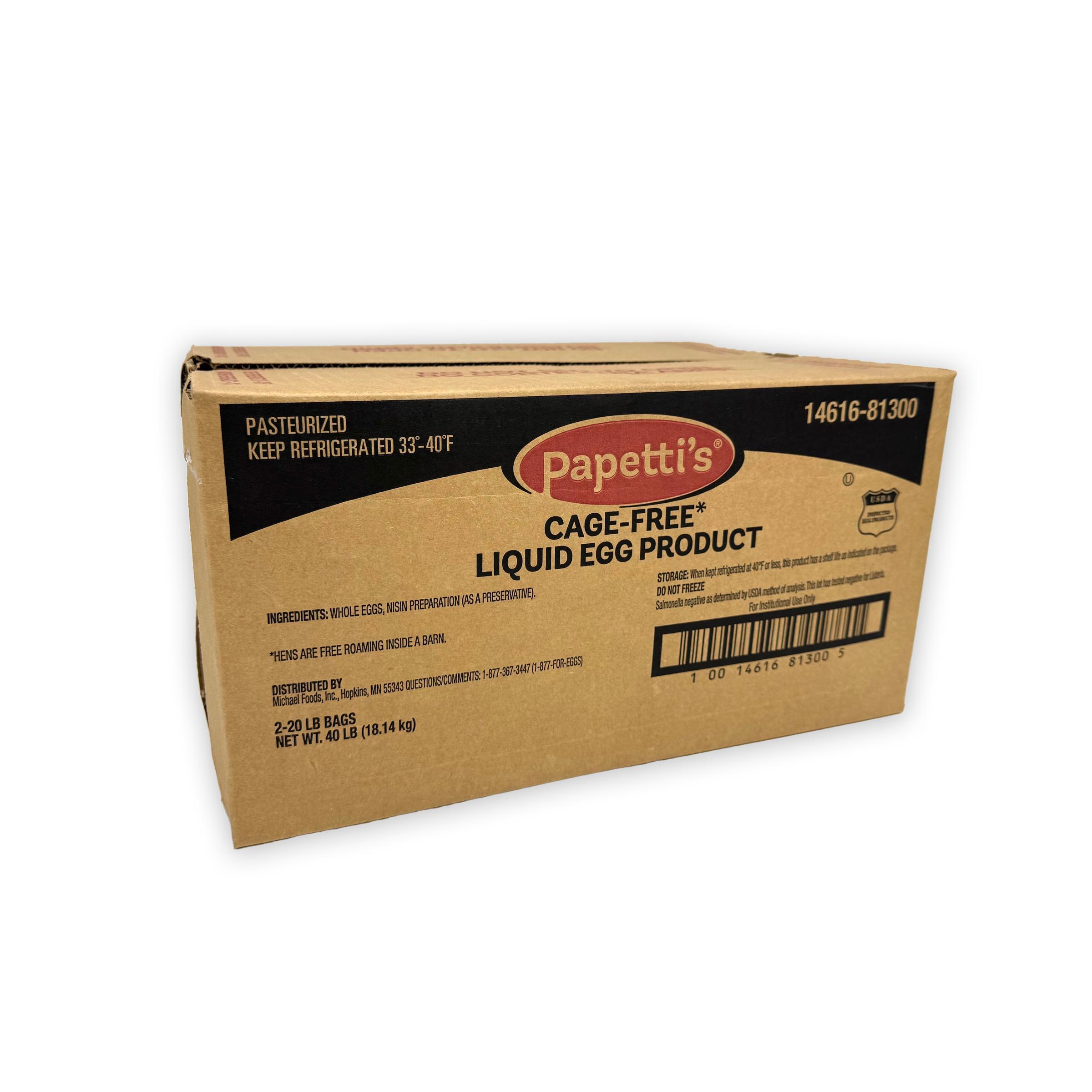 Papetti’s® Cage-Free Refrigerated Liquid Whole Egg with Nisin, 2/20 Lb Bag