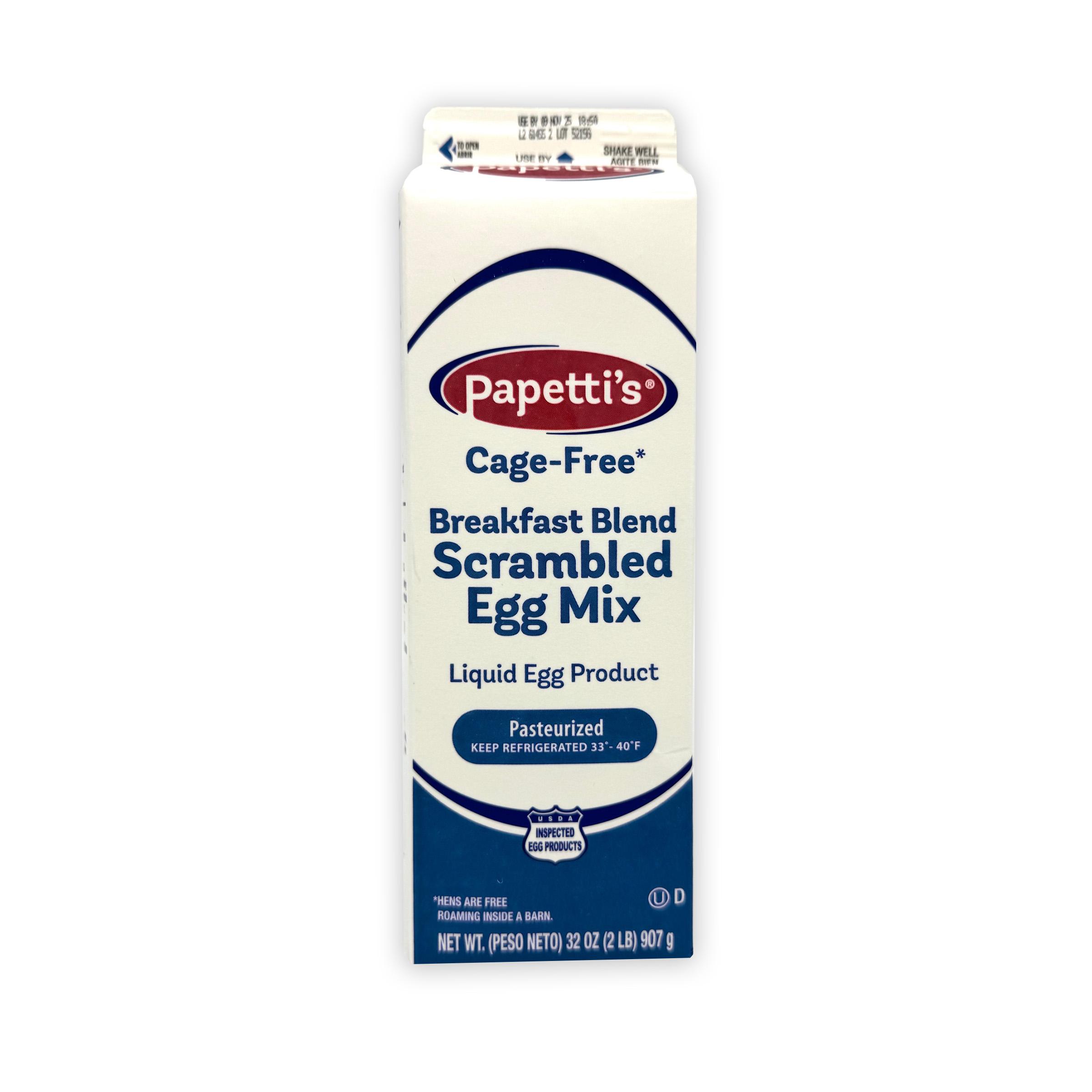 Papetti’s® Cage-Free Refrigerated Liquid Breakfast Blend Scrambled Egg Mix, 15/2 Lb Cartons