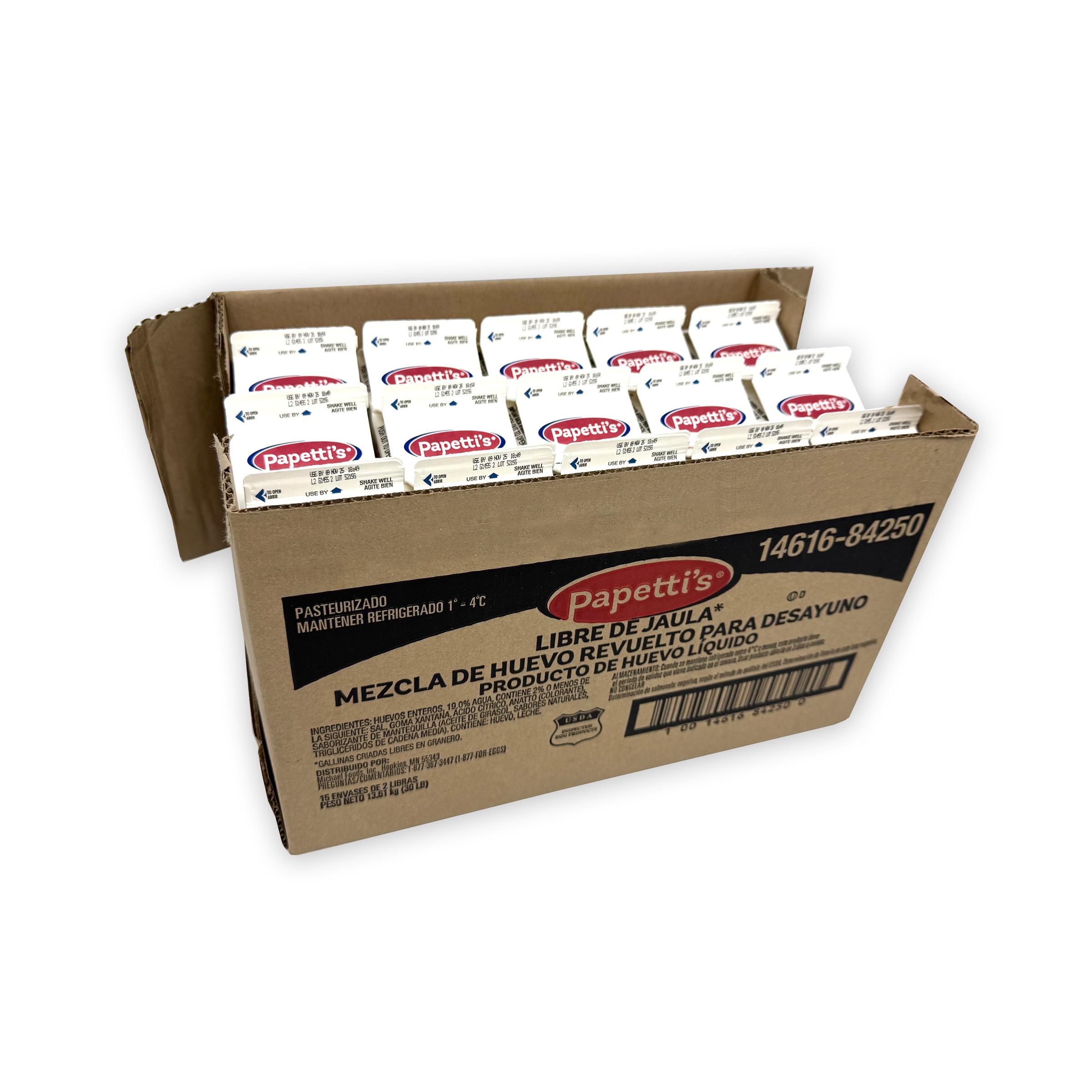 Papetti’s® Cage-Free Refrigerated Liquid Breakfast Blend Scrambled Egg Mix, 15/2 Lb Cartons