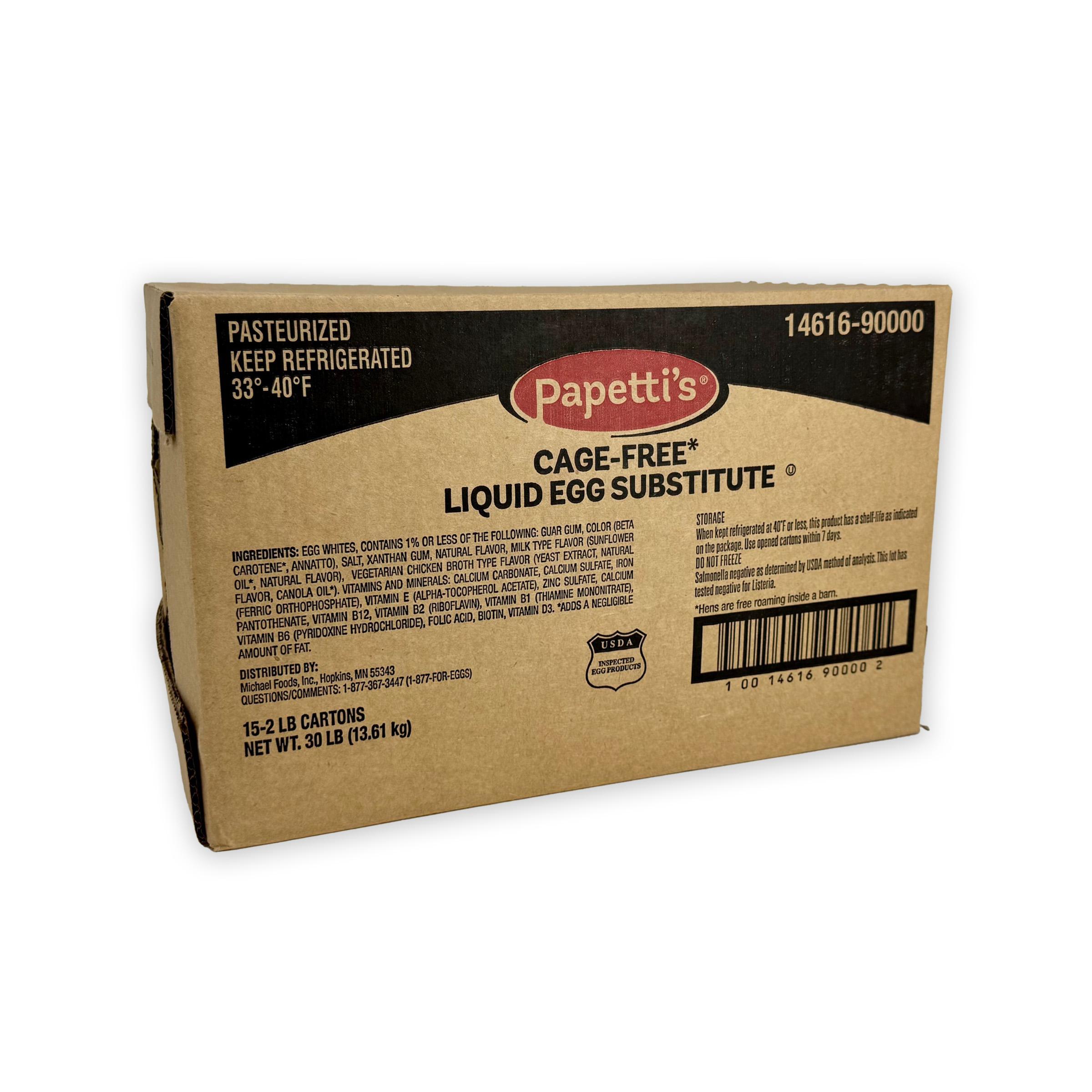 Papetti’s® Cage-Free, Refrigerated No Fat, No Cholesterol Liquid Egg Substitute, 15/2 Lb Cartons
