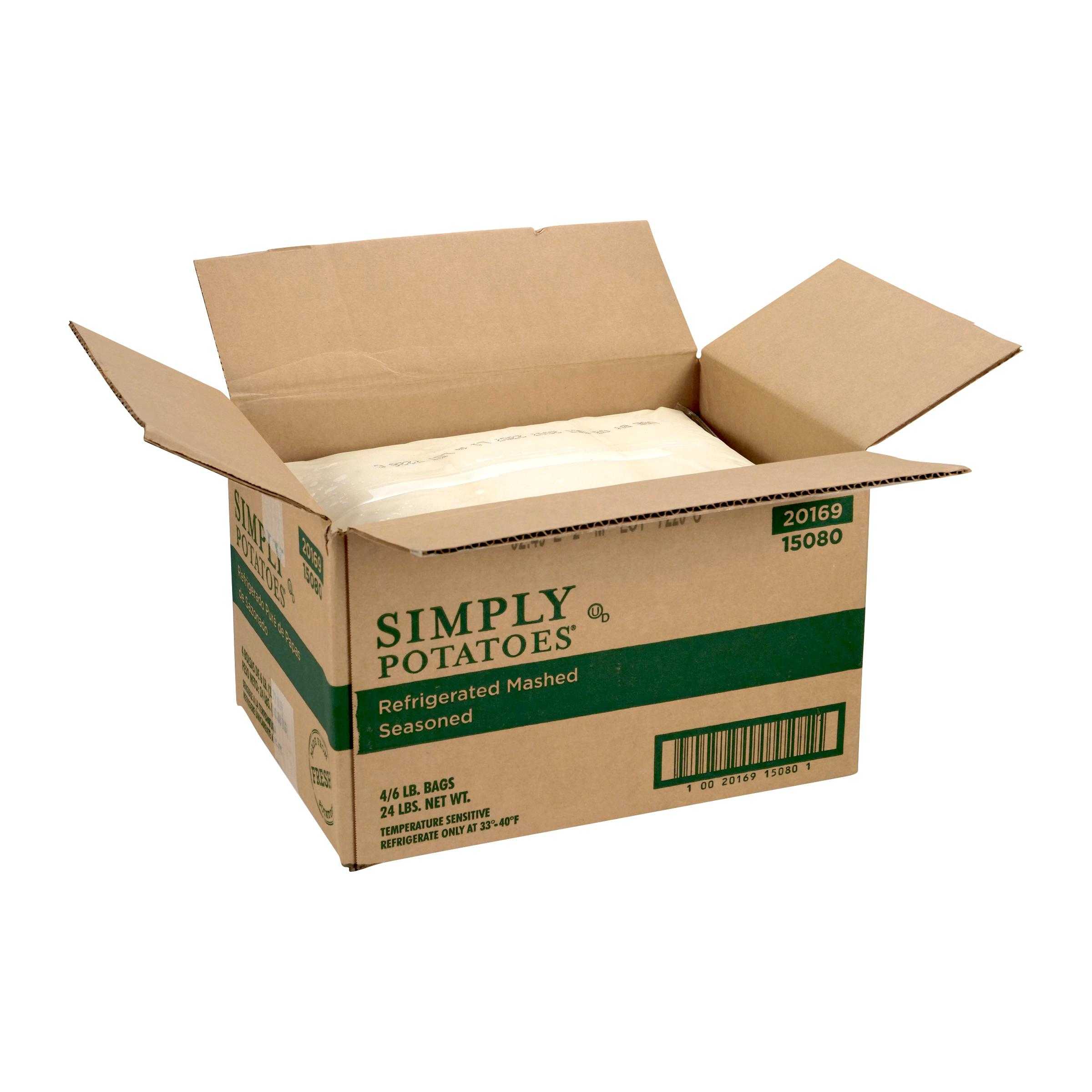 Simply Potatoes® Refrigerated Seasoned Mashed Potatoes made with peeled russet potatoes, 4/6 Lb Bags