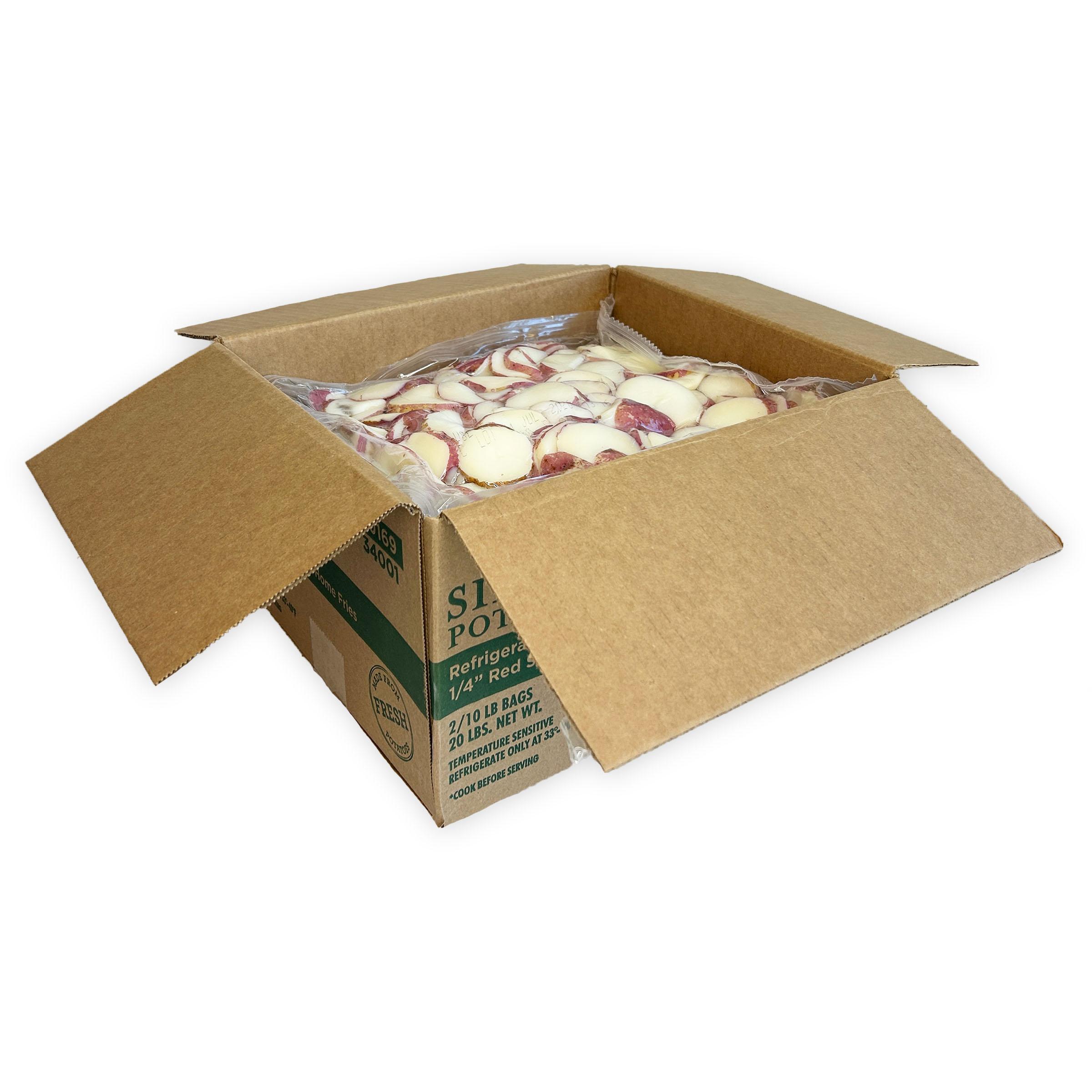 Simply Potatoes® Refrigerated Red Skin Sliced Potatoes made with skin on Red potatoes sliced 1/4″ thick, 2/10 Lb Bags