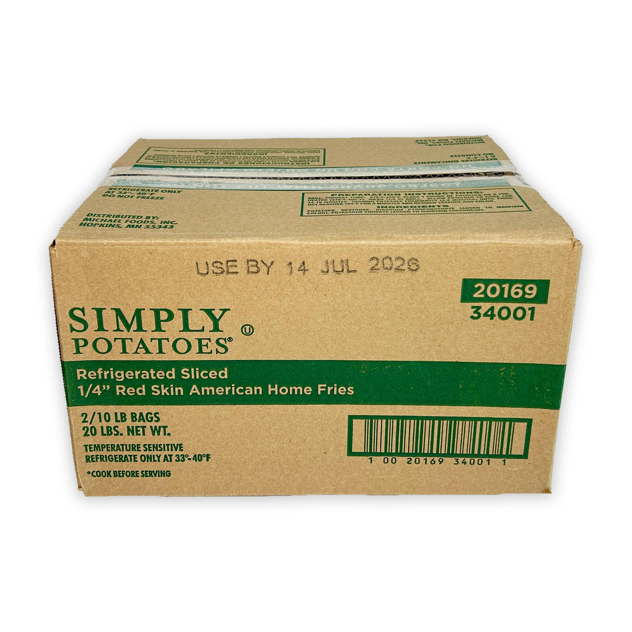 Simply Potatoes® Refrigerated Red Skin Sliced Potatoes made with skin on Red potatoes sliced 1/4″ thick, 2/10 Lb Bags