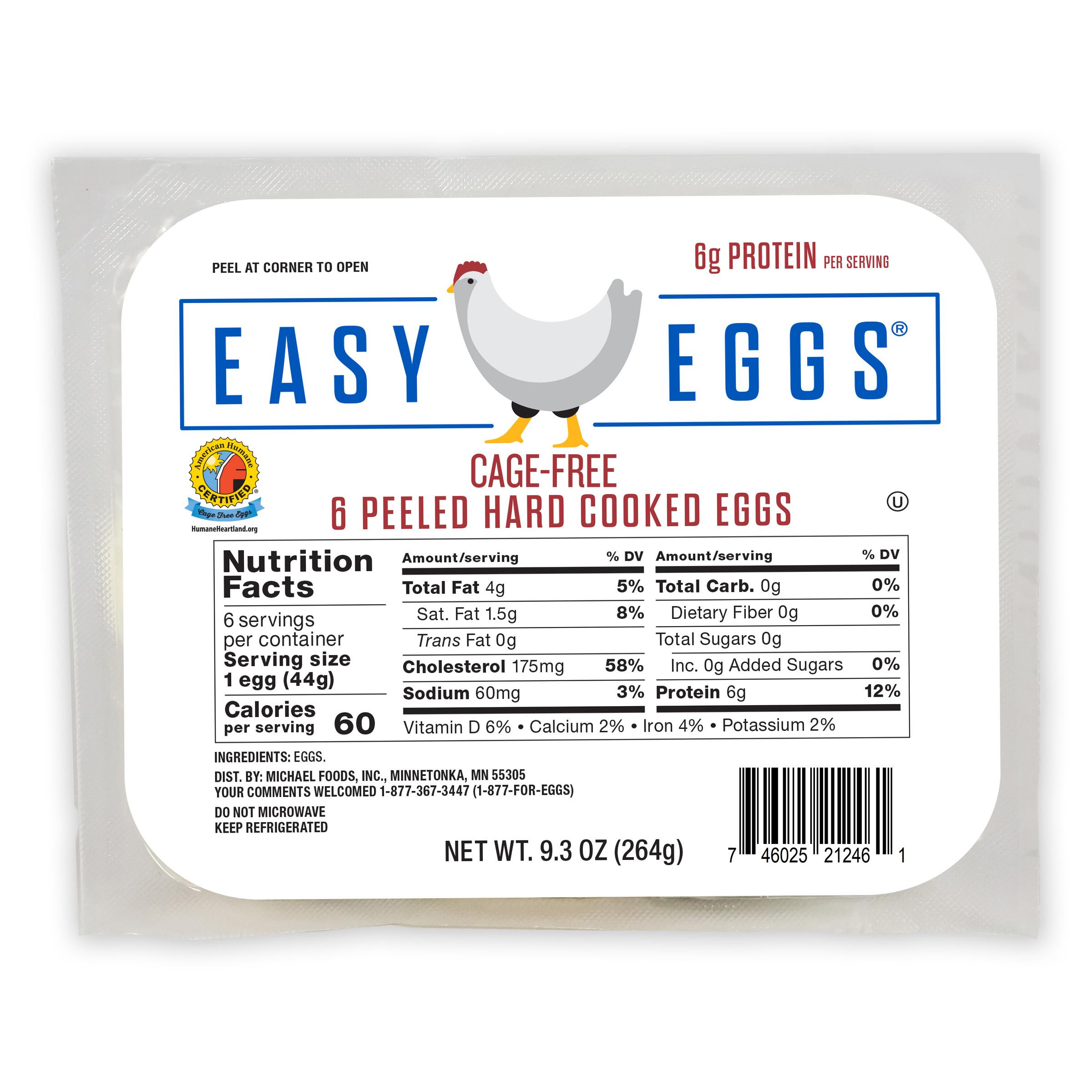 Easy Eggs® Cage-Free Peeled Hard Cooked Eggs, 6/6 Count Retail Ready Dry Pack