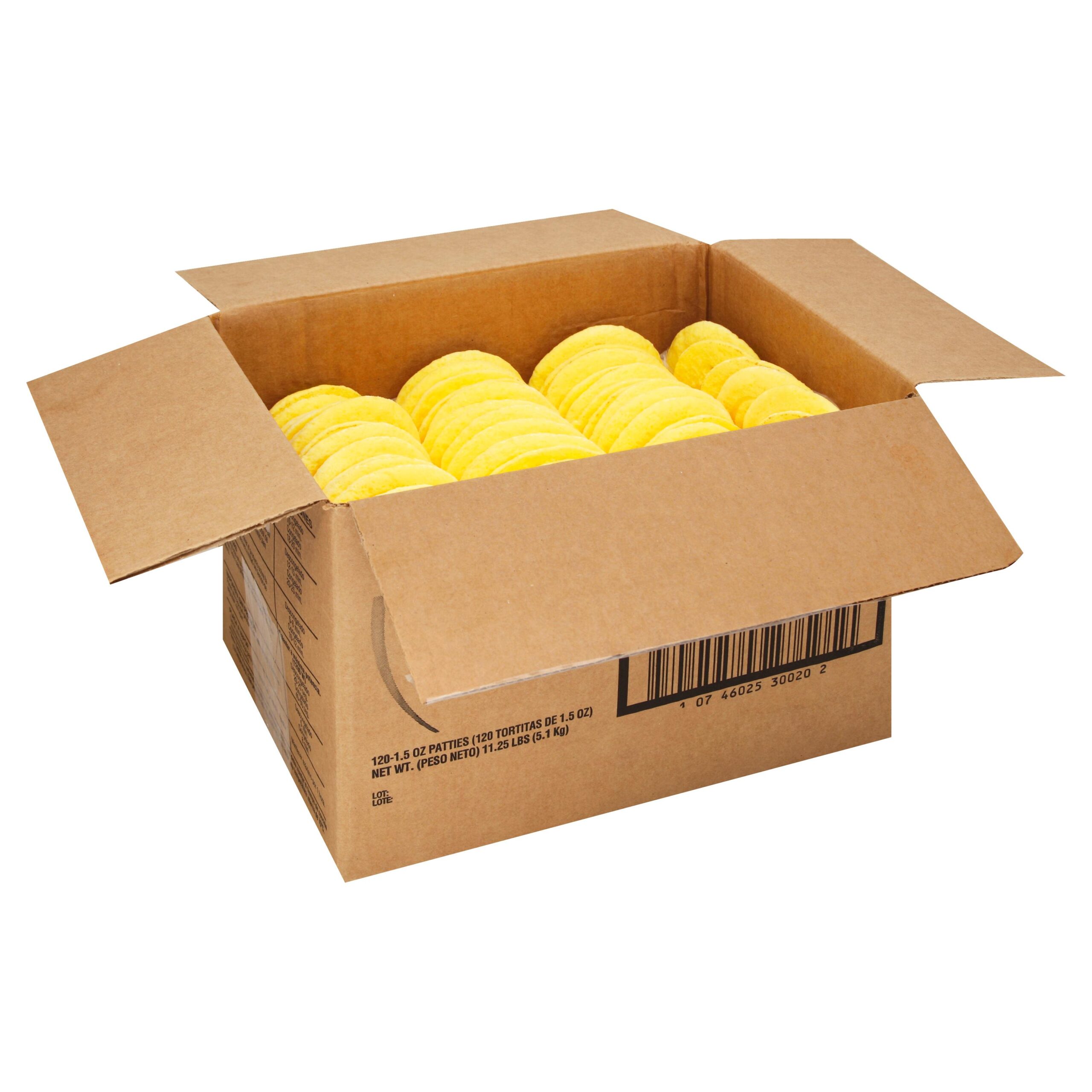 Papetti’s® Fully-Cooked 3.5” Round Scrambled Egg Patties with Medium Browning, 120/1.5 oz