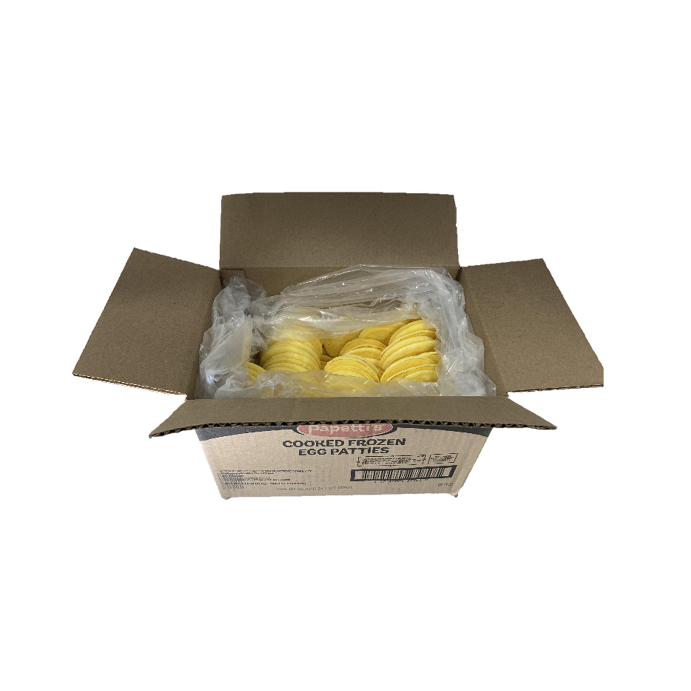 Papetti’s® Fully-Cooked 3.5” Round Scrambled Egg Patties with Medium Browning, 144/1 oz