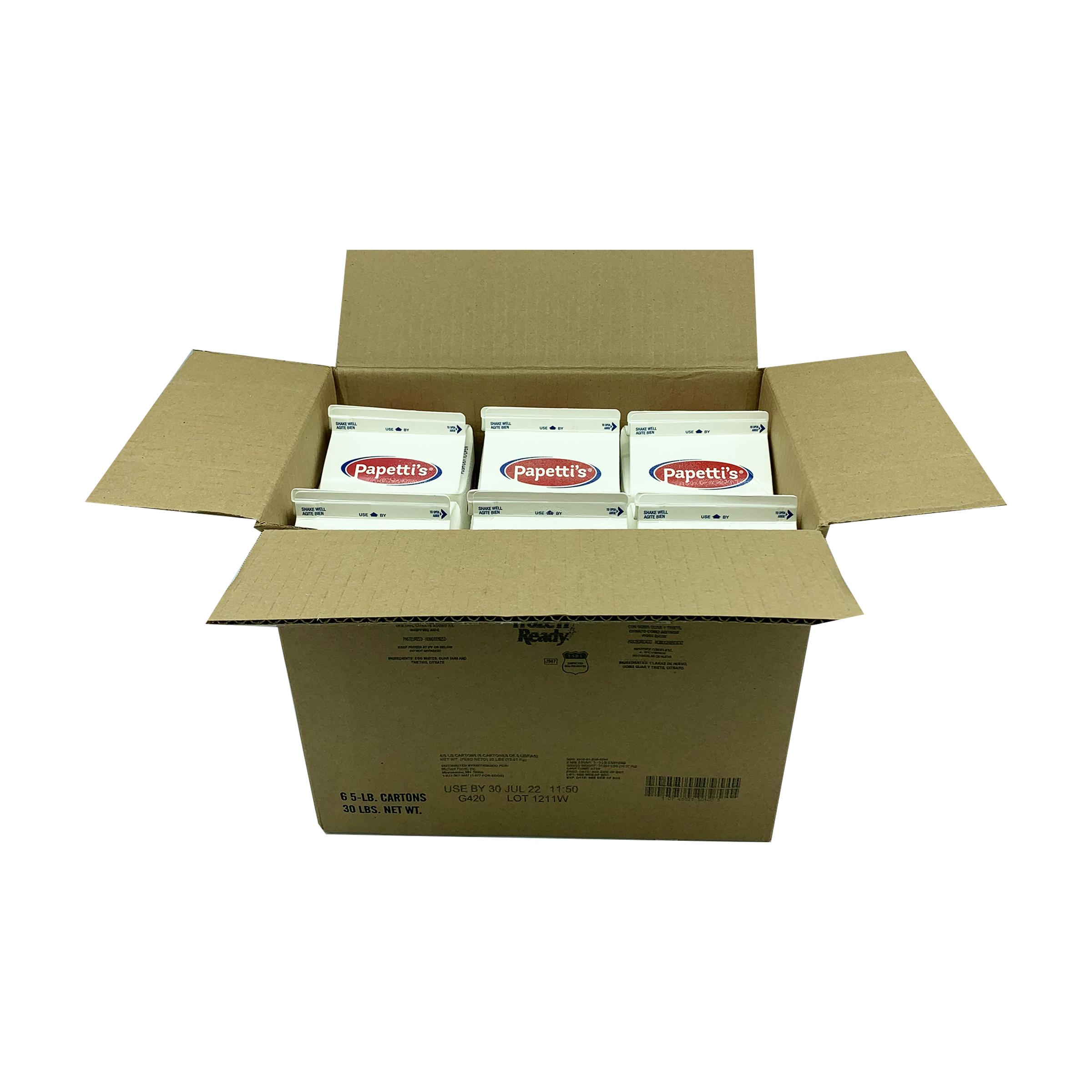 Papetti’s® Frozen Liquid Egg Whites with Triethyl Citrate and Guar Gum, 6/5 Lb Cartons