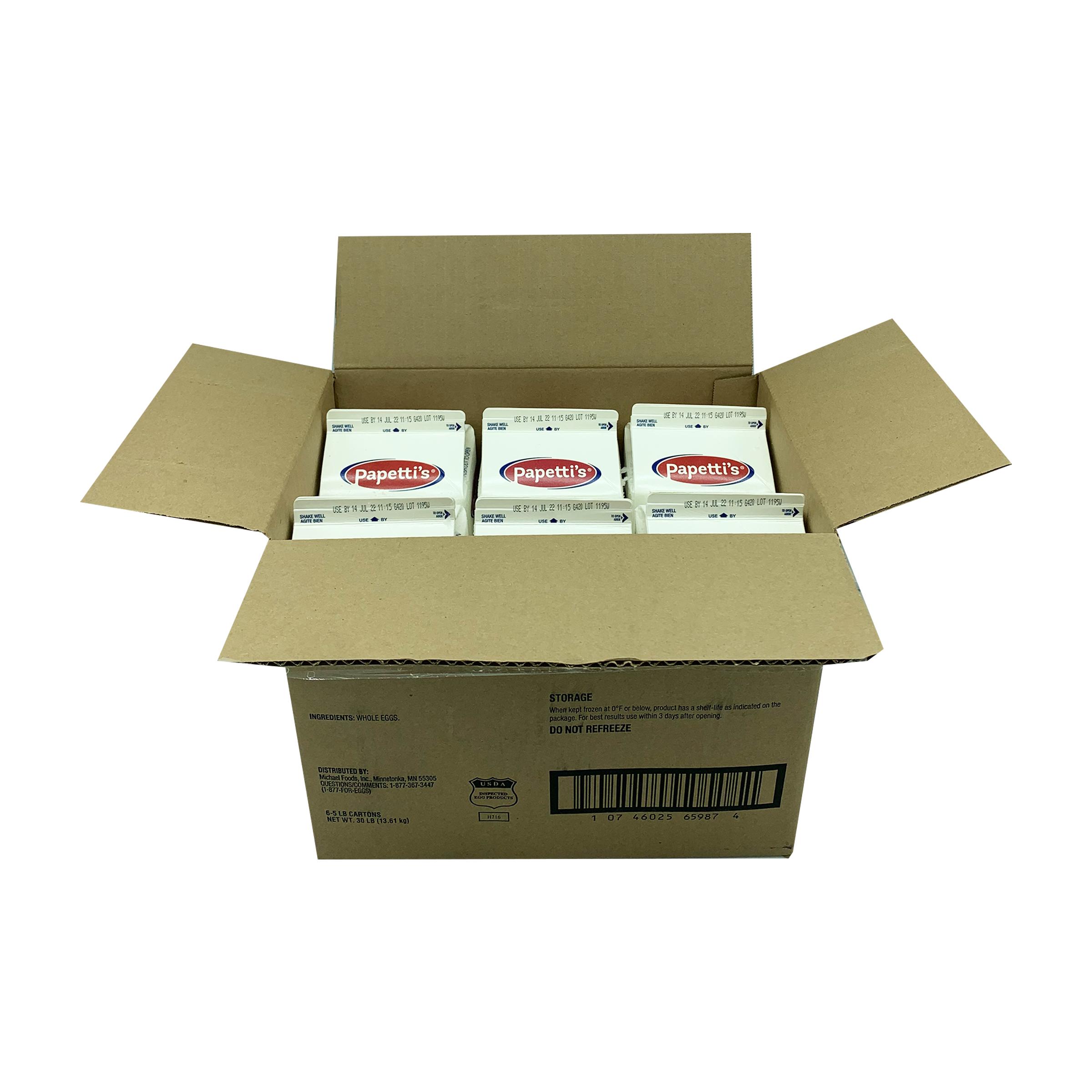 Papetti’s® Frozen Plain Whole Eggs with 24.2% Solids, 6/5 Lb Cartons