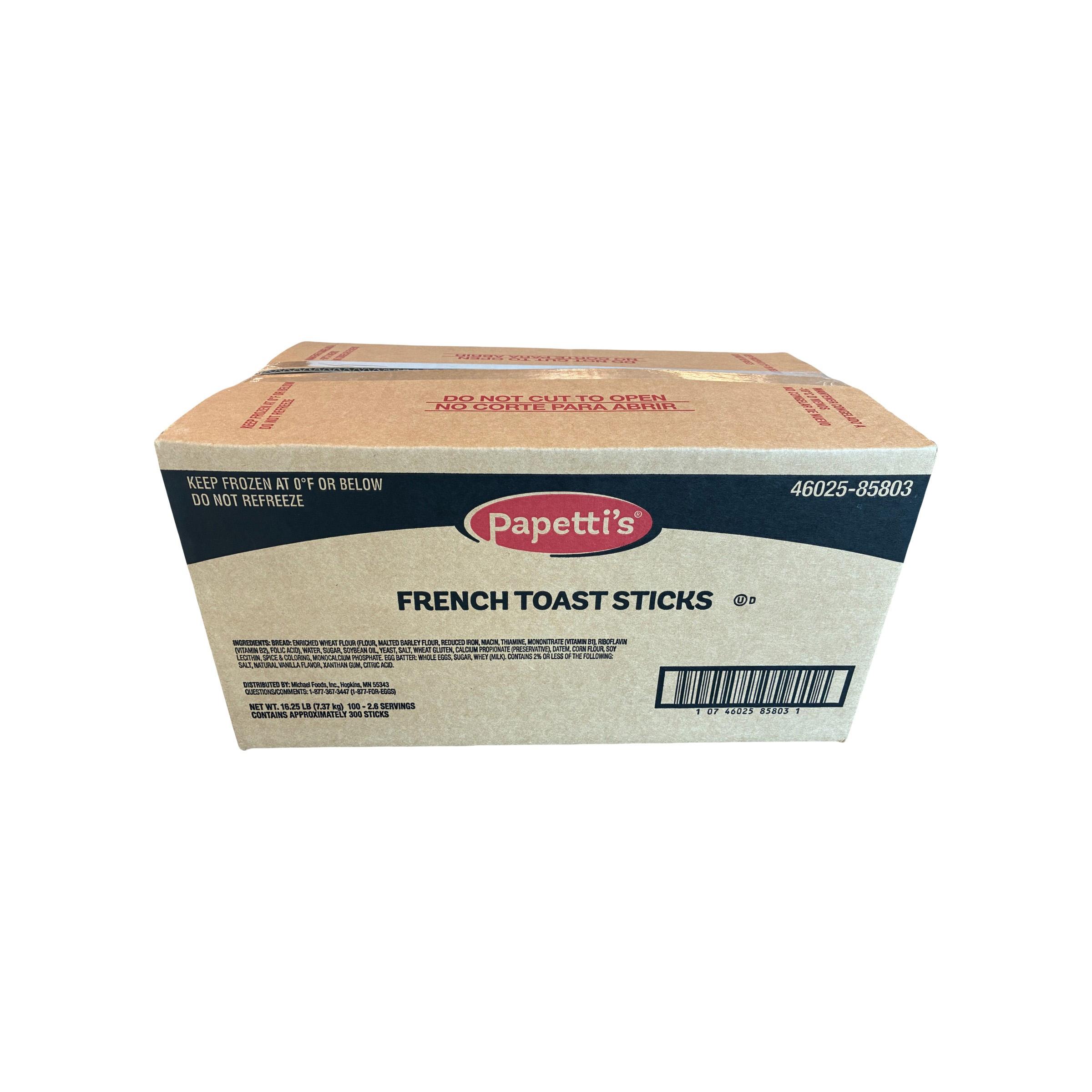 Papetti’s® Fully Cooked Plain French Toast Sticks, 100/2.6 Oz